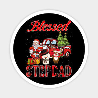 Blessed Stepdad Red Plaid Christmas Magnet